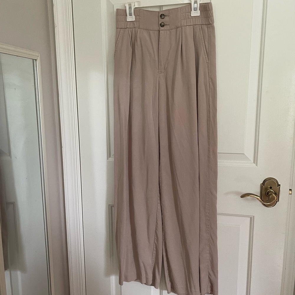 Wide Leg Pleated Pants in Taupe